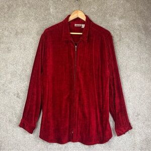 Chicos Jacket Womens 3 Velour Zip Up Long Sleeve Collared Textured Vintage-3776
